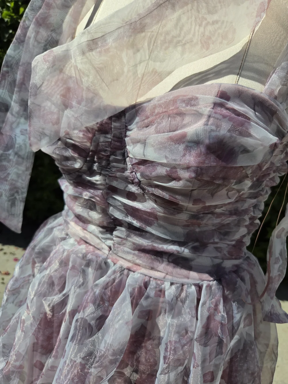 Petal & Pup Floret Bow Strap Midi Dress M Purple Floral Organza New / No Tags - Picture 5 of 8